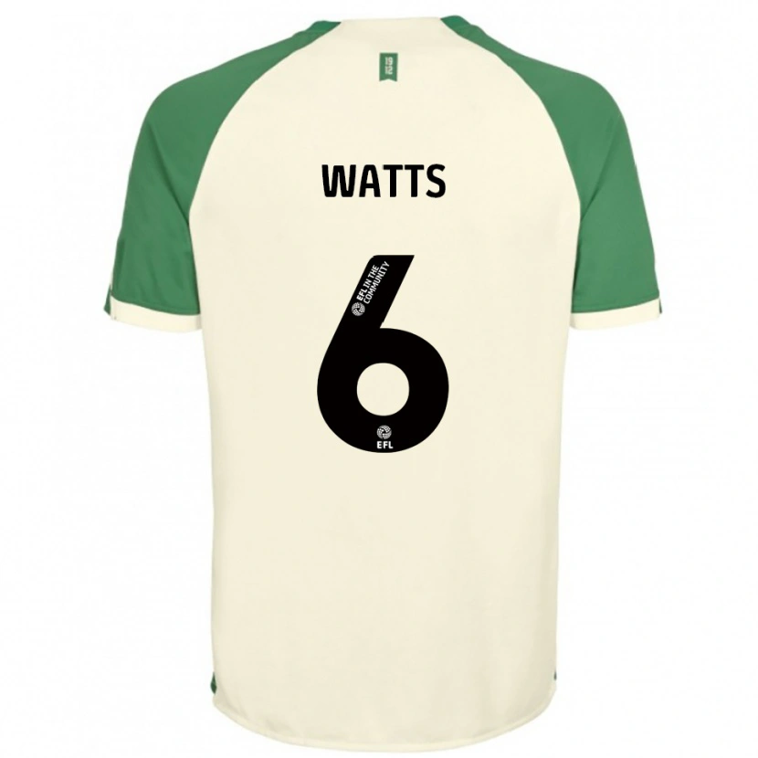 Danxen Hombre Camiseta Kell Watts #6 Blanco Hueso Verde 2ª Equipación 2025/26 La Camisa