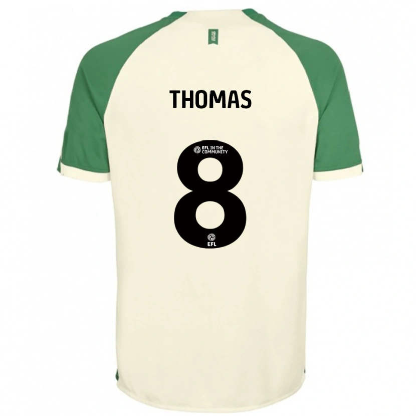 Danxen Hombre Camiseta George Thomas #8 Blanco Hueso Verde 2ª Equipación 2025/26 La Camisa