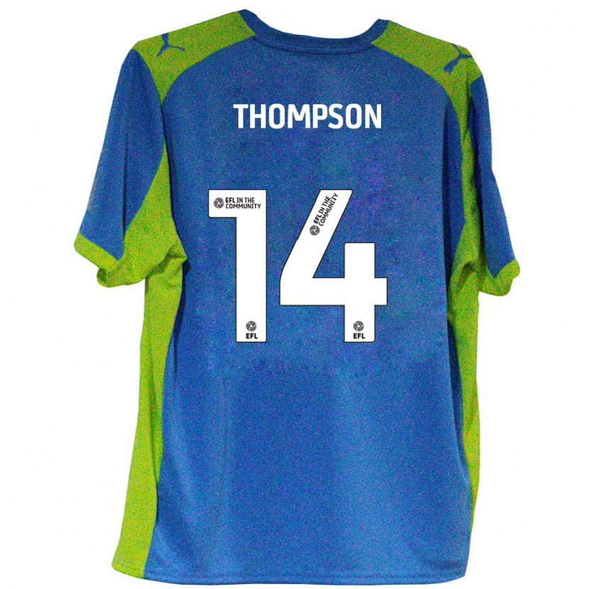 Danxen Hombre Camiseta Leo Thompson #14 Celeste Amarillo 2ª Equipación 2025/26 La Camisa