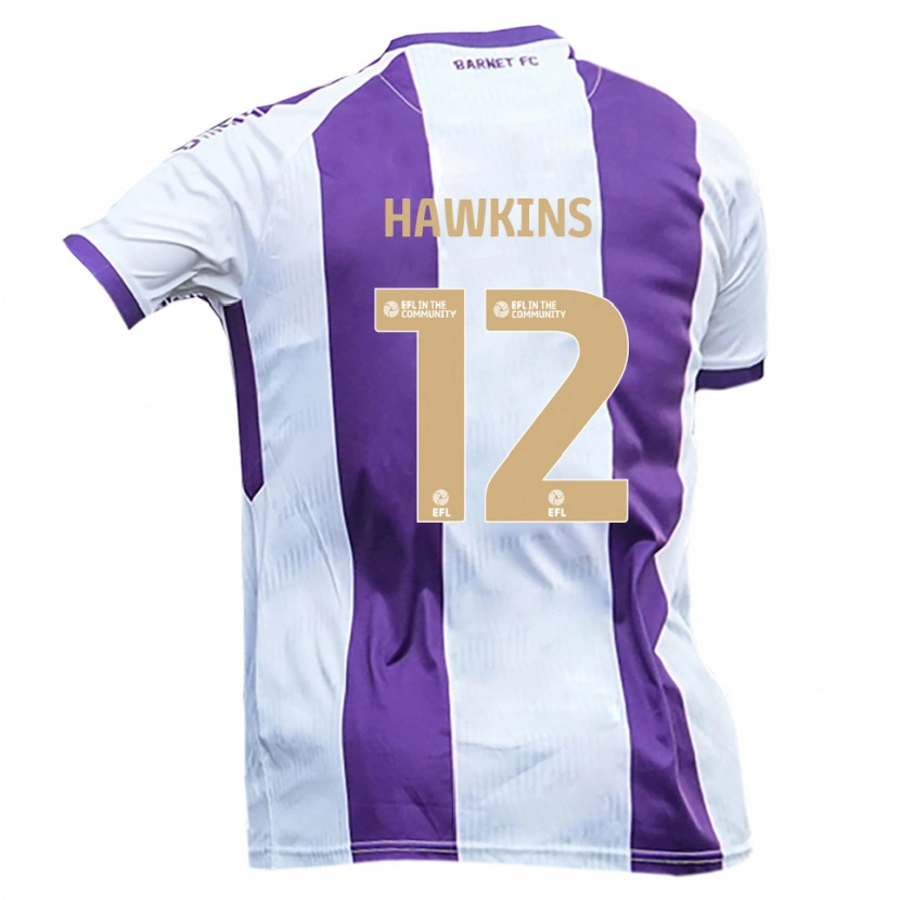 Danxen Hombre Camiseta Oli Hawkins #12 Blanco Púrpura 2ª Equipación 2025/26 La Camisa
