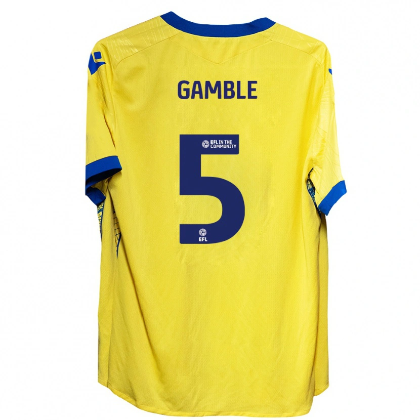 Danxen Hombre Camiseta Niamh Gamble #5 Amarillo Azul 2ª Equipación 2025/26 La Camisa