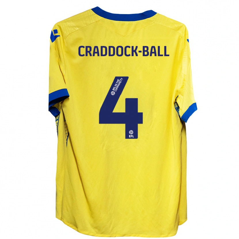 Danxen Hombre Camiseta Cassie Craddock-Ball #4 Amarillo Azul 2ª Equipación 2025/26 La Camisa