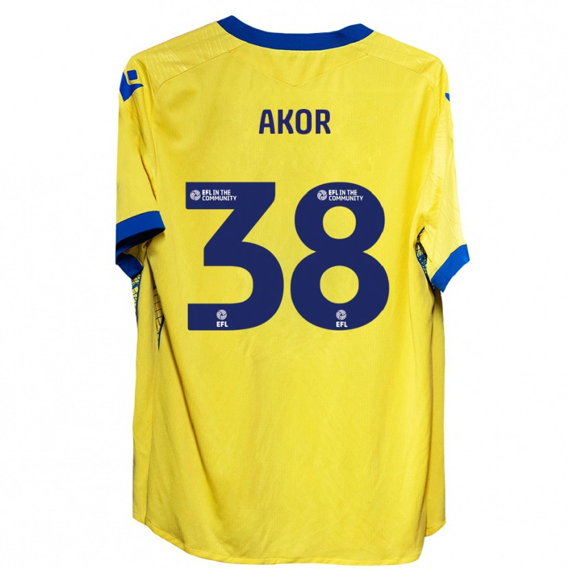 Danxen Hombre Camiseta Elkanah Akor #38 Amarillo Azul 2ª Equipación 2025/26 La Camisa