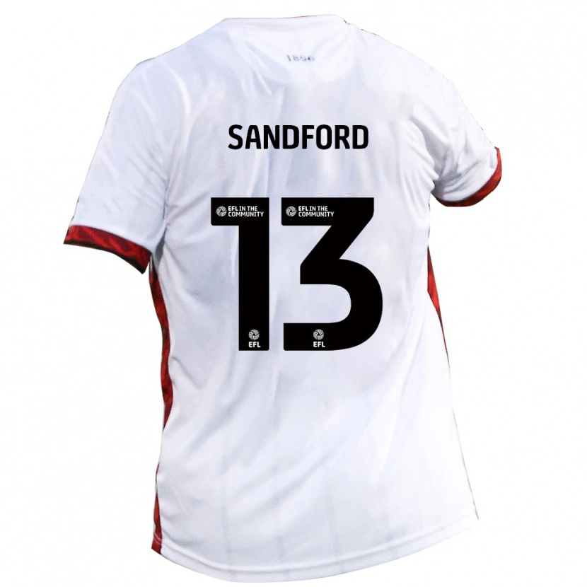 Danxen Hombre Camiseta Ryan Sandford #13 Blanco Rojo Negro 2ª Equipación 2025/26 La Camisa