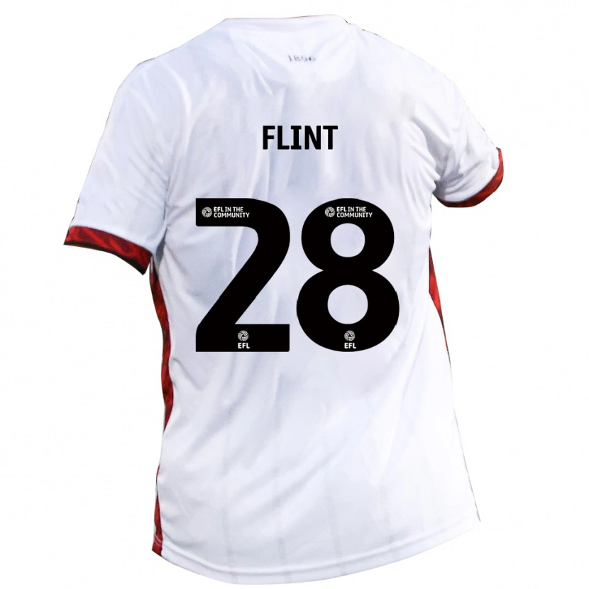 Danxen Hombre Camiseta Josh Flint #28 Blanco Rojo Negro 2ª Equipación 2025/26 La Camisa