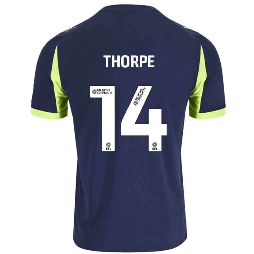 Danxen Hombre Camiseta Ayden Thorpe #14 Azul Marino Verde Fluorescente 2ª Equipación 2025/26 La Camisa