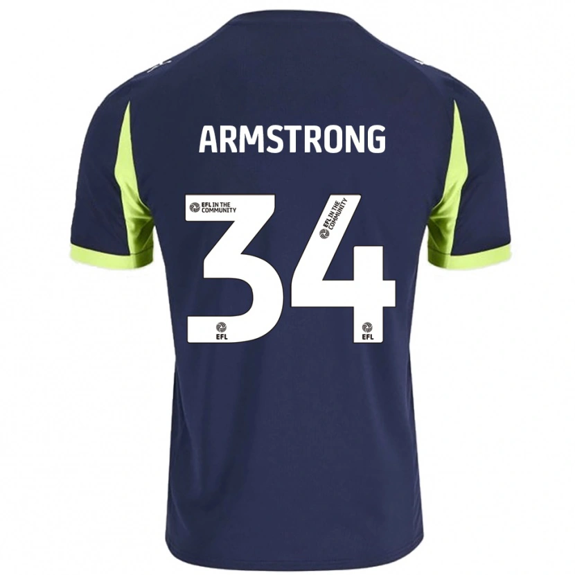 Danxen Hombre Camiseta Oliver Armstrong #34 Azul Marino Verde Fluorescente 2ª Equipación 2025/26 La Camisa