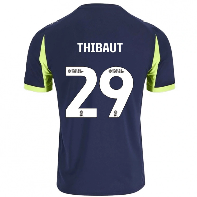 Danxen Hombre Camiseta Adrien Thibaut #29 Azul Marino Verde Fluorescente 2ª Equipación 2025/26 La Camisa