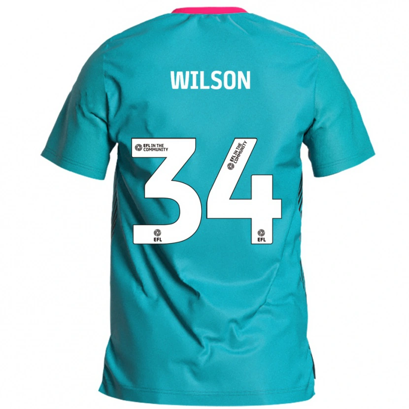 Danxen Hombre Camiseta Robbie Wilson #34 Celeste Rosa 2ª Equipación 2025/26 La Camisa