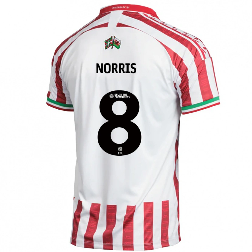 Danxen Hombre Camiseta Jac Norris #8 Rojo Blanco 2ª Equipación 2025/26 La Camisa