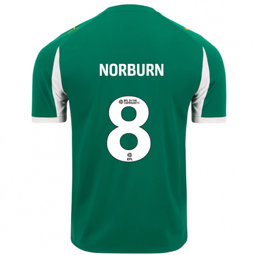 Danxen Hombre Camiseta Oliver Norburn #8 Verde Blanco 2ª Equipación 2025/26 La Camisa