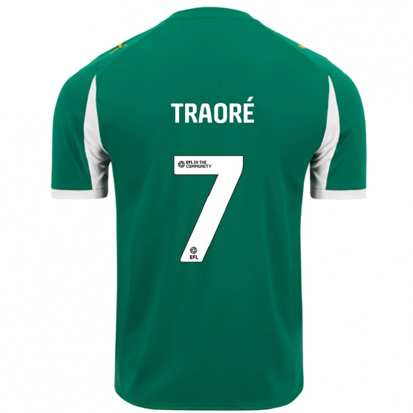 Danxen Hombre Camiseta Maï Traoré #7 Verde Blanco 2ª Equipación 2025/26 La Camisa