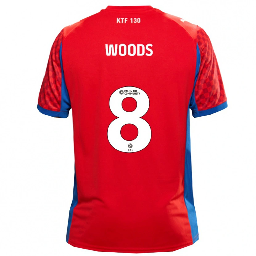 Danxen Hombre Camiseta Ryan Woods #8 Rojo Azul 2ª Equipación 2025/26 La Camisa