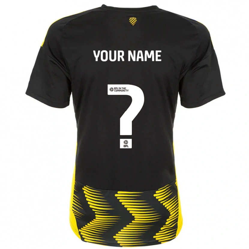Danxen Hombre Camiseta Su Nombre #0 Negro Amarillo 2ª Equipación 2025/26 La Camisa