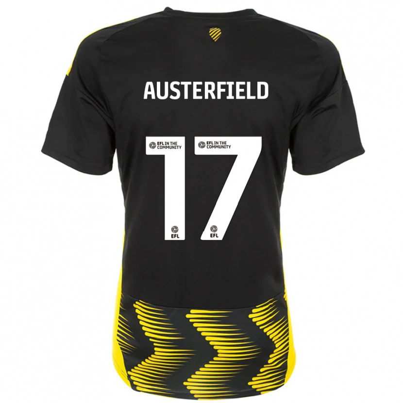 Danxen Hombre Camiseta Josh Austerfield #17 Negro Amarillo 2ª Equipación 2025/26 La Camisa