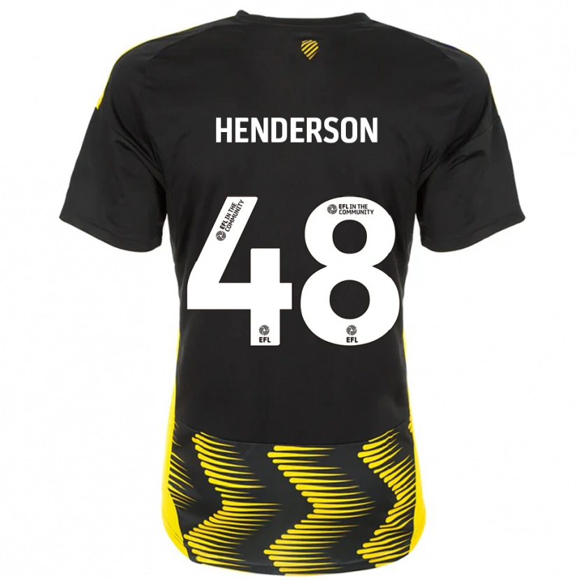 Danxen Hombre Camiseta Alfie Henderson #48 Negro Amarillo 2ª Equipación 2025/26 La Camisa