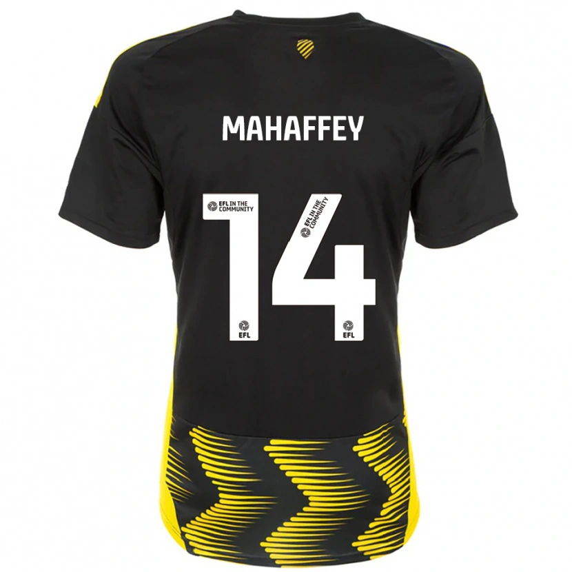 Danxen Hombre Camiseta Caitlin Mahaffey #14 Negro Amarillo 2ª Equipación 2025/26 La Camisa