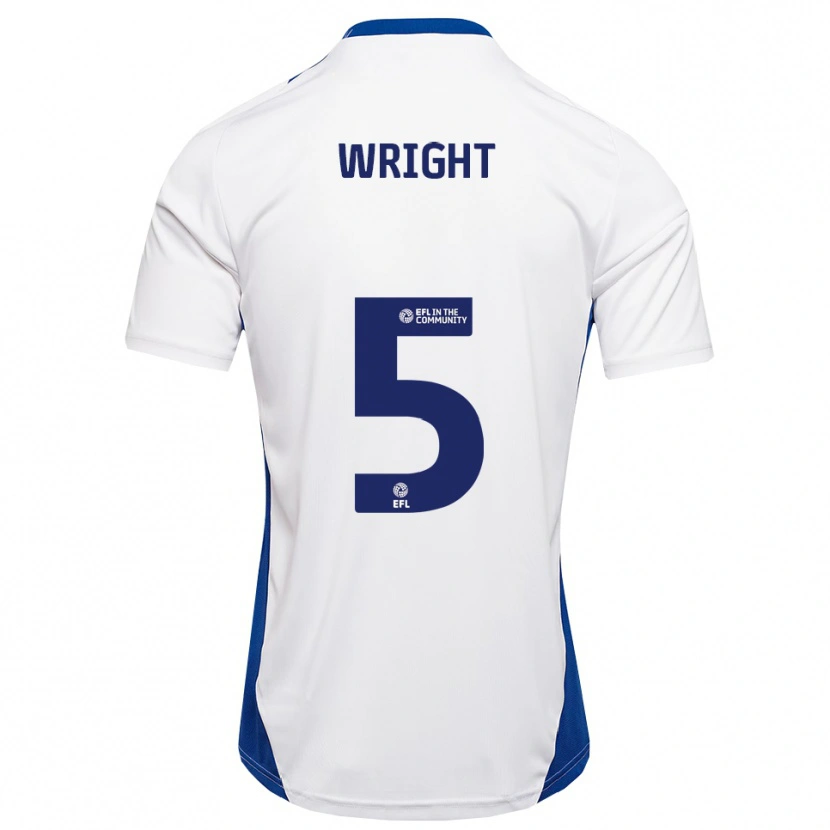 Danxen Hombre Camiseta Will Wright #5 Blanco Azul 2ª Equipación 2025/26 La Camisa