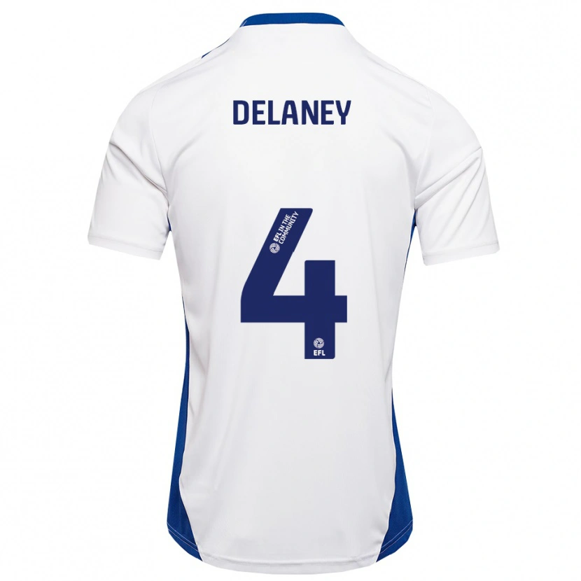 Danxen Hombre Camiseta Ryan Delaney #4 Blanco Azul 2ª Equipación 2025/26 La Camisa