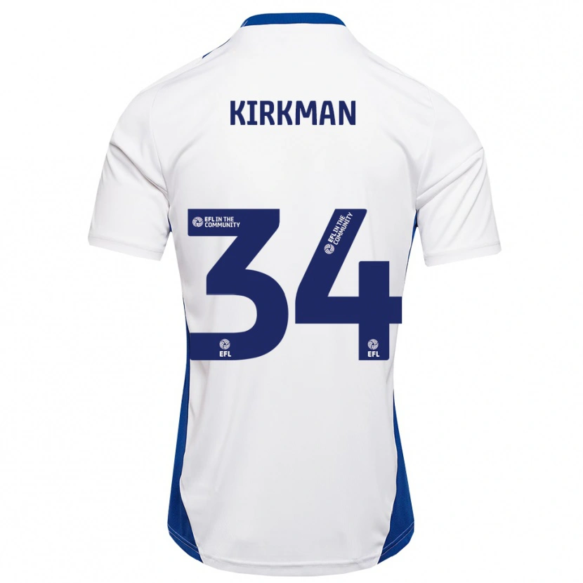 Danxen Hombre Camiseta Billy Kirkman #34 Blanco Azul 2ª Equipación 2025/26 La Camisa