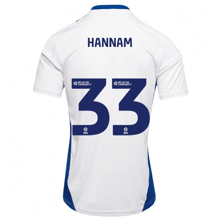 Danxen Hombre Camiseta Shawna Hannam #33 Blanco Azul 2ª Equipación 2025/26 La Camisa