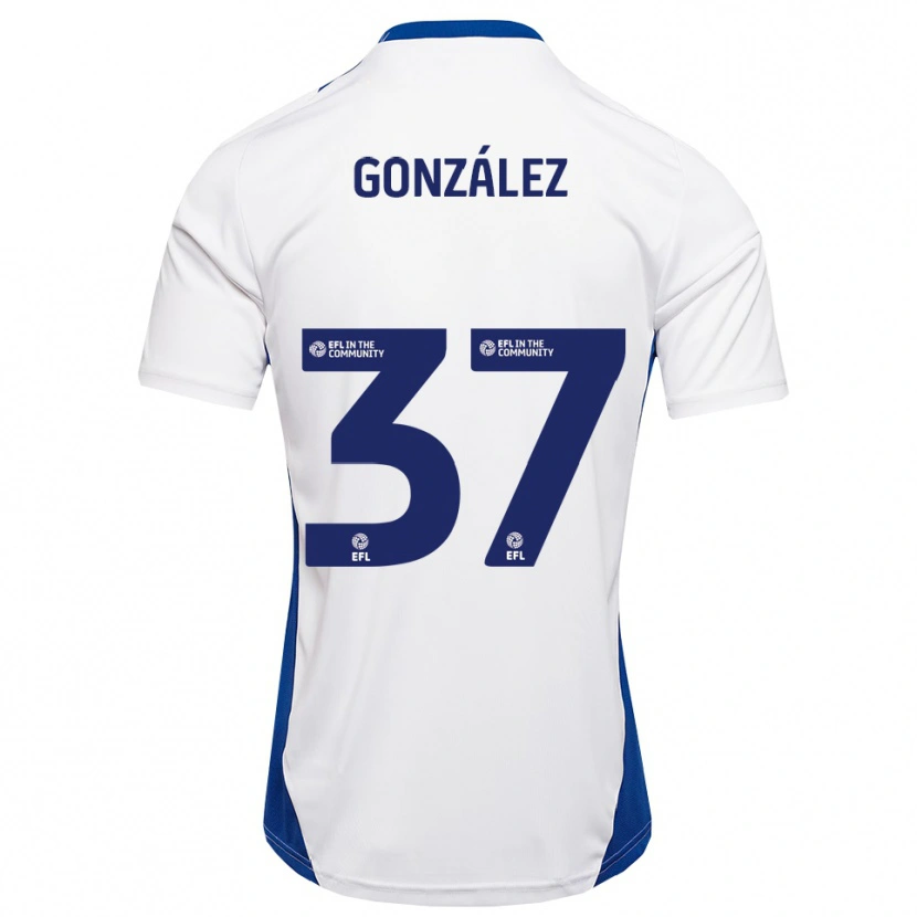 Danxen Hombre Camiseta Dani González #37 Blanco Azul 2ª Equipación 2025/26 La Camisa