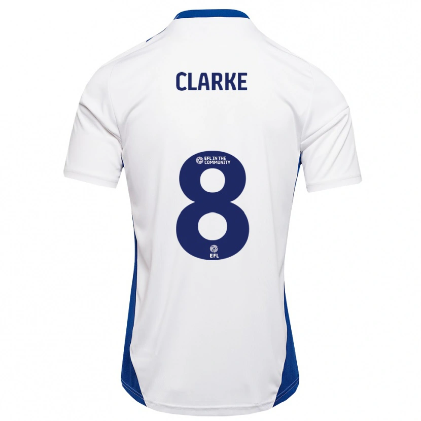 Danxen Hombre Camiseta Ollie Clarke #8 Blanco Azul 2ª Equipación 2025/26 La Camisa