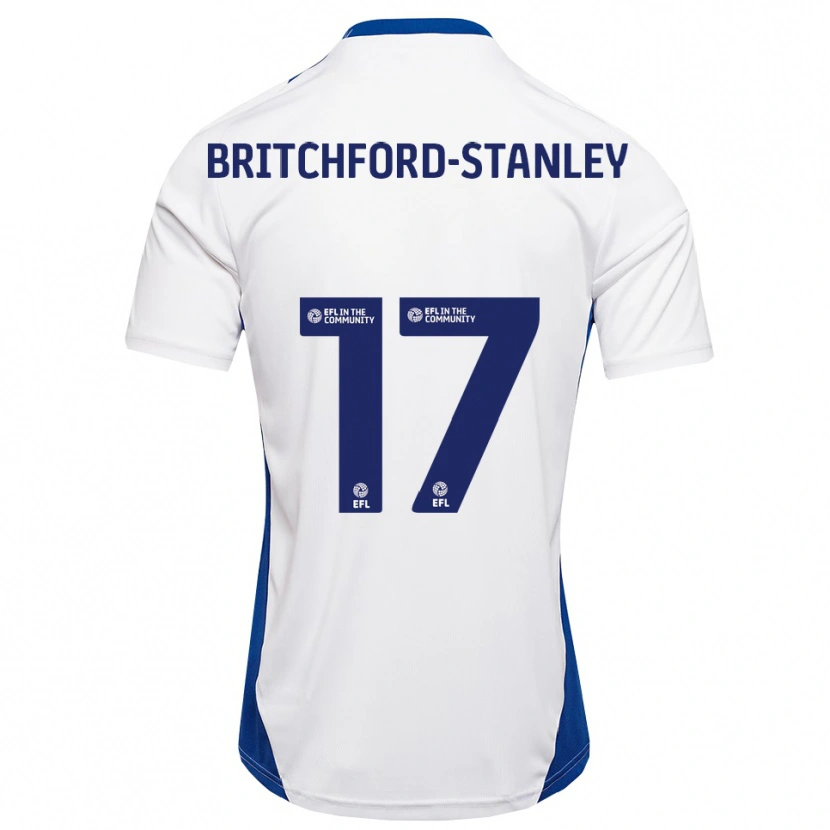 Danxen Hombre Camiseta Conor Britchford-Stanley #17 Blanco Azul 2ª Equipación 2025/26 La Camisa