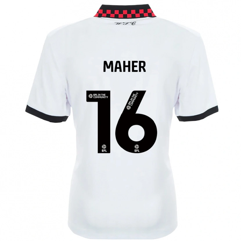 Danxen Hombre Camiseta Ronan Maher #16 Blanco Negro 2ª Equipación 2025/26 La Camisa