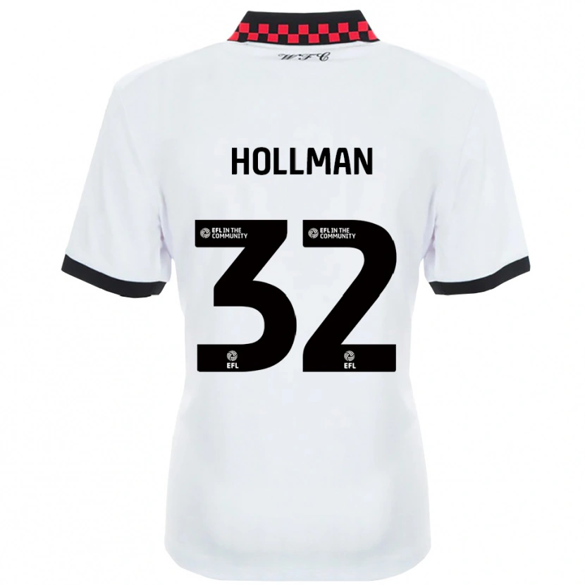 Danxen Hombre Camiseta Jake Hollman #32 Blanco Negro 2ª Equipación 2025/26 La Camisa