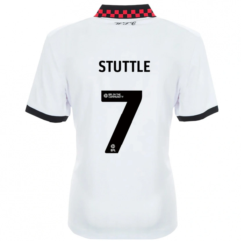 Danxen Hombre Camiseta Jonny Stuttle #7 Blanco Negro 2ª Equipación 2025/26 La Camisa