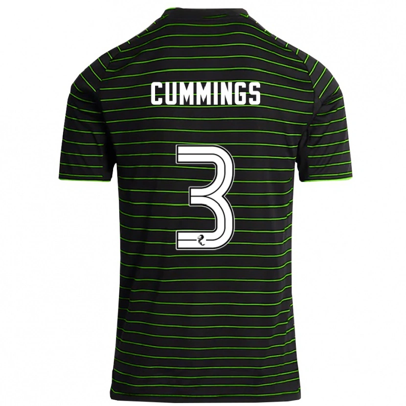 Danxen Hombre Camiseta Sydney Cummings #3 Negro Verde 2ª Equipación 2025/26 La Camisa