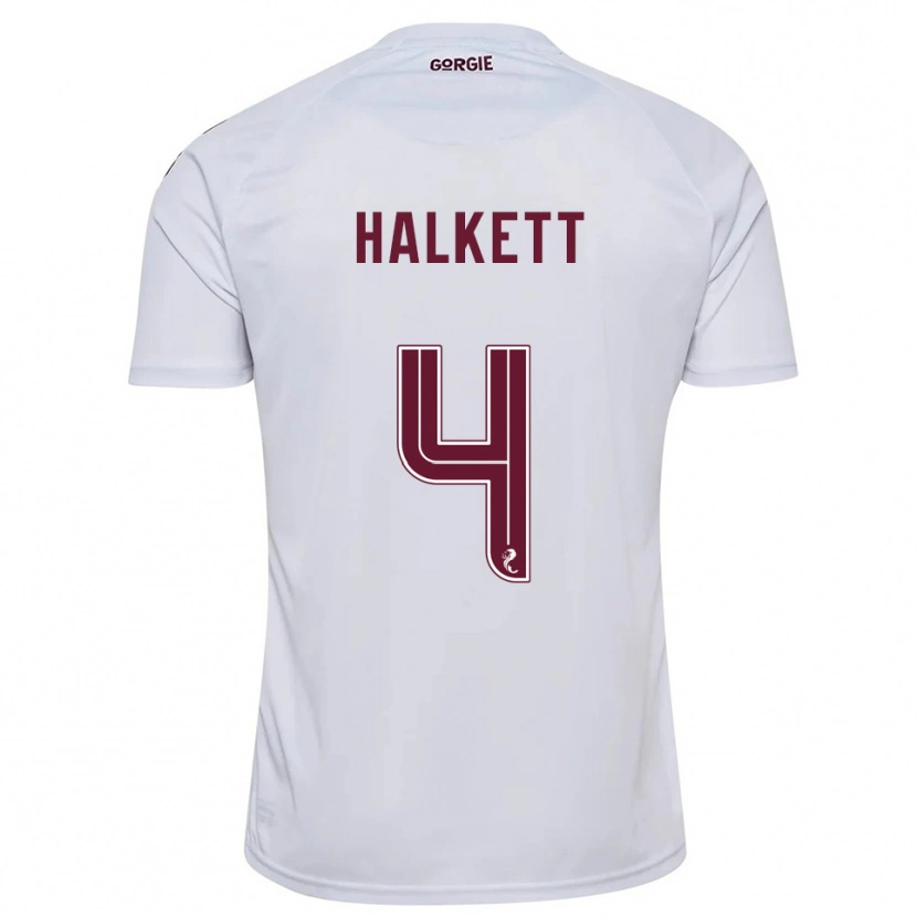 Danxen Hombre Camiseta Craig Halkett #4 Blanco Borgoña 2ª Equipación 2025/26 La Camisa