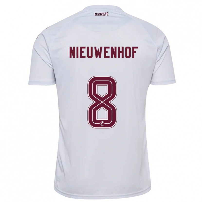 Danxen Hombre Camiseta Calem Nieuwenhof #8 Blanco Borgoña 2ª Equipación 2025/26 La Camisa