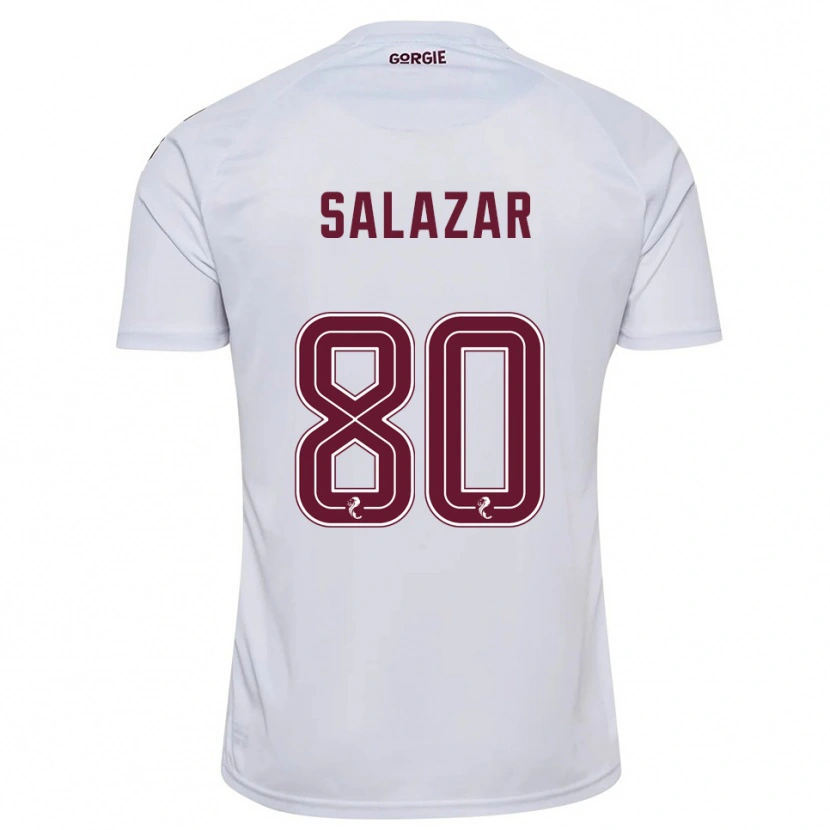 Danxen Hombre Camiseta Andrés Salazar #80 Blanco Borgoña 2ª Equipación 2025/26 La Camisa