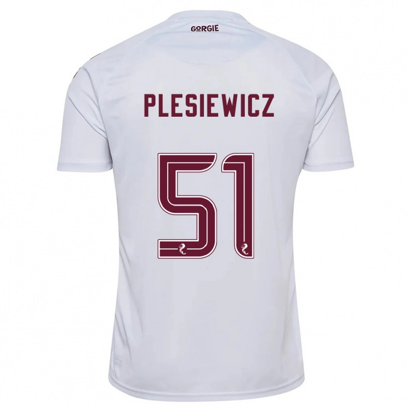 Danxen Hombre Camiseta Szymon Plesiewicz #51 Blanco Borgoña 2ª Equipación 2025/26 La Camisa