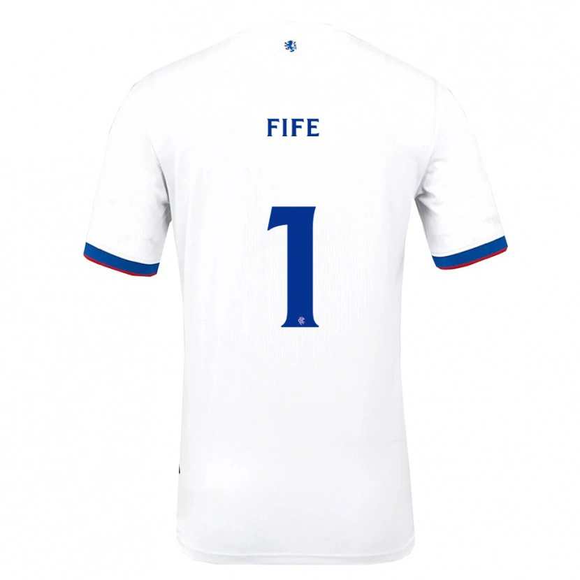 Danxen Hombre Camiseta Jenna Fife #1 Blanco Rojo Azul 2ª Equipación 2025/26 La Camisa