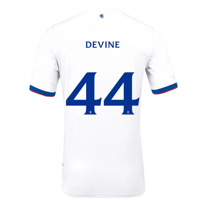 Danxen Hombre Camiseta Adam Devine #44 Blanco Rojo Azul 2ª Equipación 2025/26 La Camisa