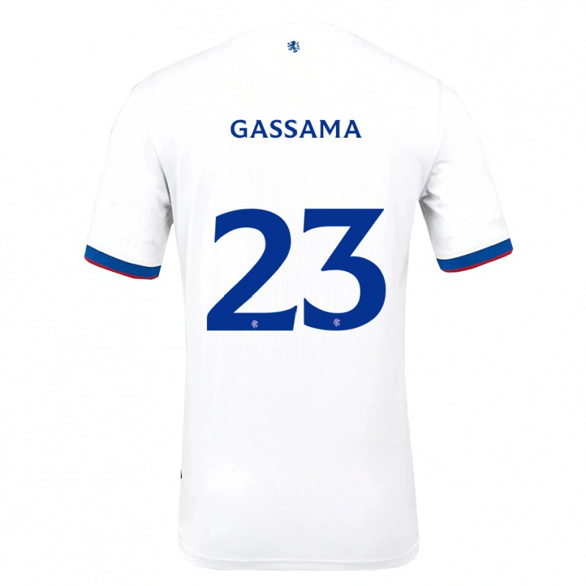Danxen Hombre Camiseta Djeidi Gassama #23 Blanco Rojo Azul 2ª Equipación 2025/26 La Camisa