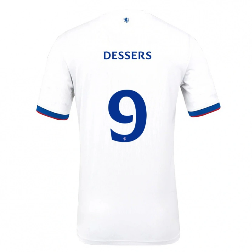 Danxen Hombre Camiseta Cyriel Dessers #9 Blanco Rojo Azul 2ª Equipación 2025/26 La Camisa