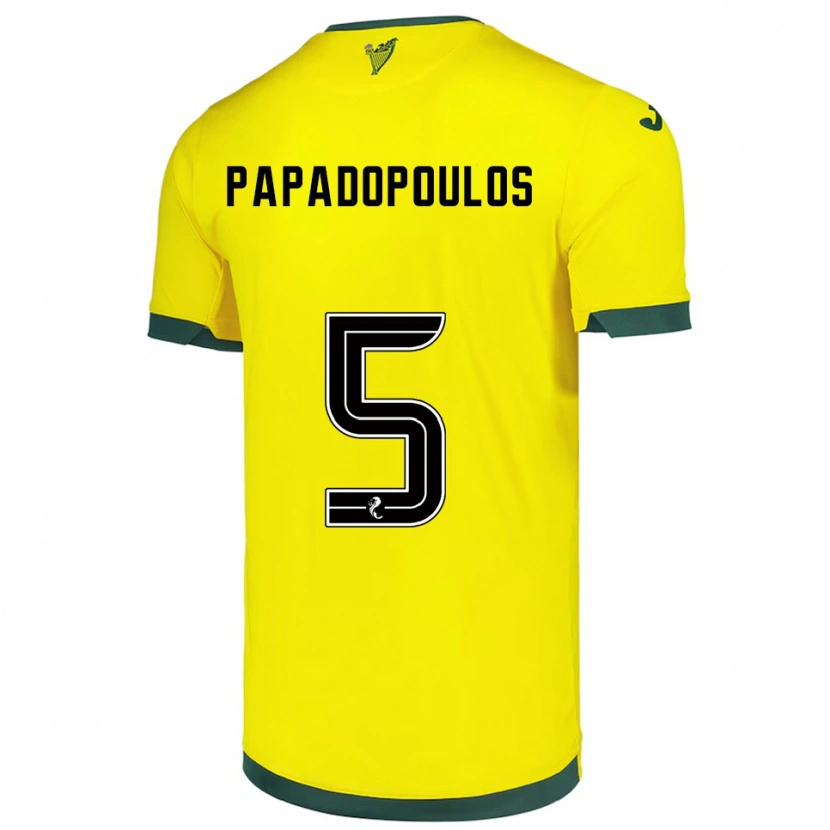 Danxen Hombre Camiseta Stacey Papadopoulos #5 Amarillo Verde 2ª Equipación 2025/26 La Camisa
