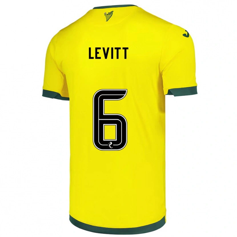 Danxen Hombre Camiseta Dylan Levitt #6 Amarillo Verde 2ª Equipación 2025/26 La Camisa