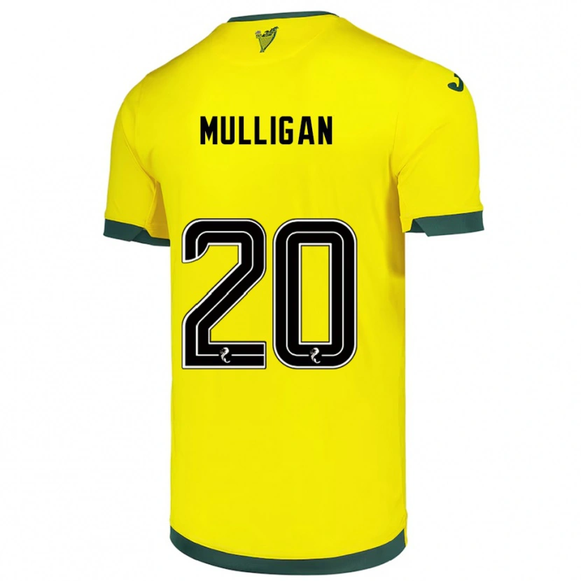 Danxen Hombre Camiseta Josh Mulligan #20 Amarillo Verde 2ª Equipación 2025/26 La Camisa