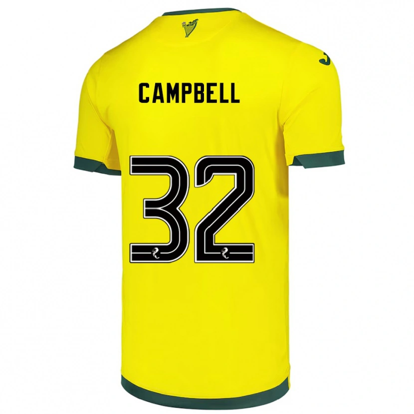 Danxen Hombre Camiseta Josh Campbell #32 Amarillo Verde 2ª Equipación 2025/26 La Camisa