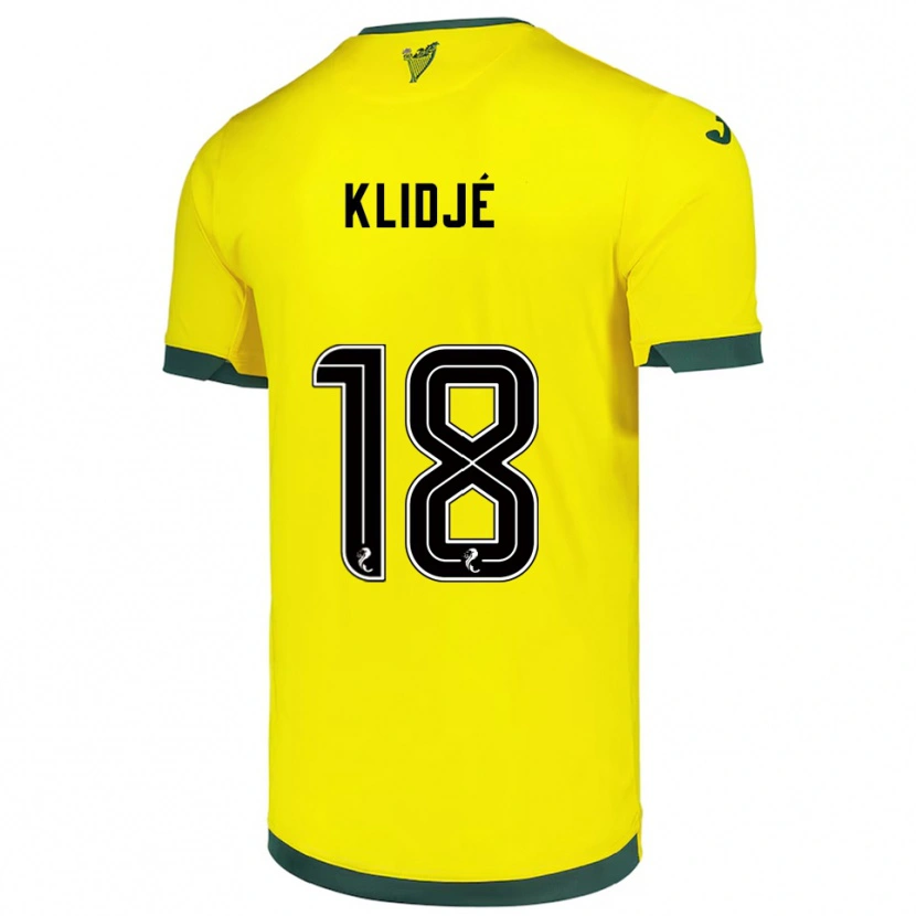 Danxen Hombre Camiseta Thibault Klidjé #18 Amarillo Verde 2ª Equipación 2025/26 La Camisa