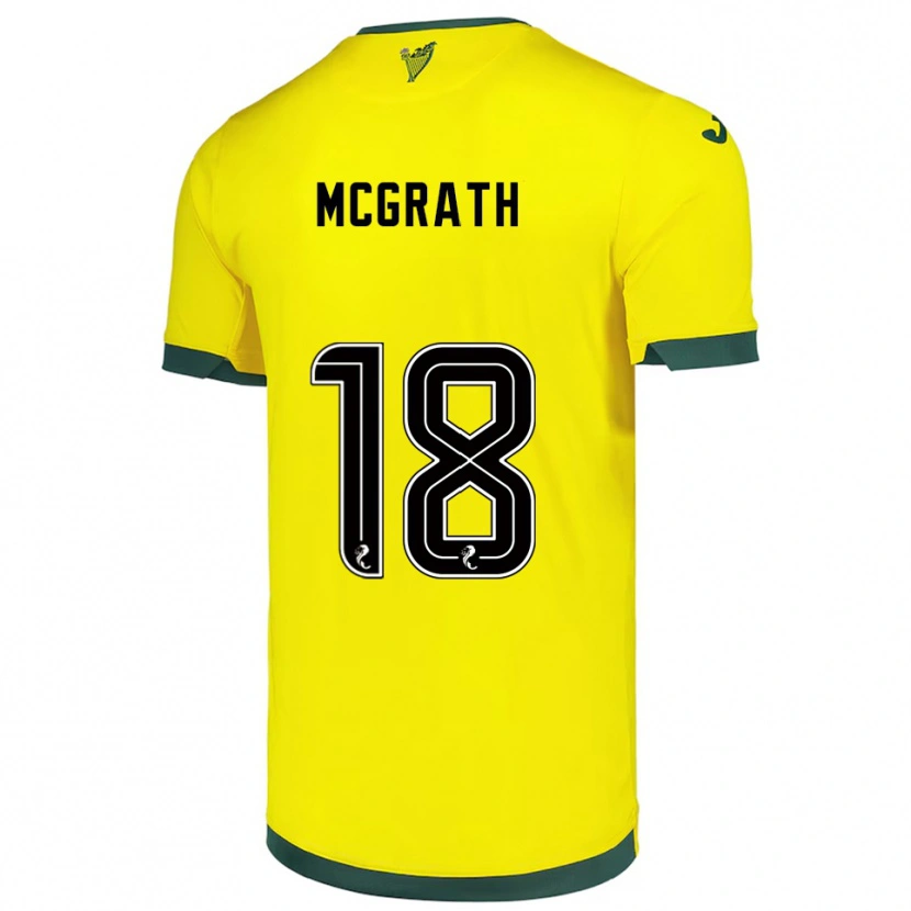 Danxen Hombre Camiseta Joseph Mcgrath #18 Amarillo Verde 2ª Equipación 2025/26 La Camisa