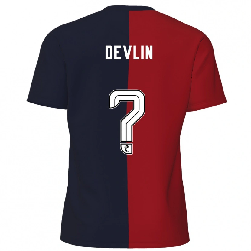 Danxen Hombre Camiseta Daniel Devlin #0 Rojo Azul Marino 2ª Equipación 2025/26 La Camisa