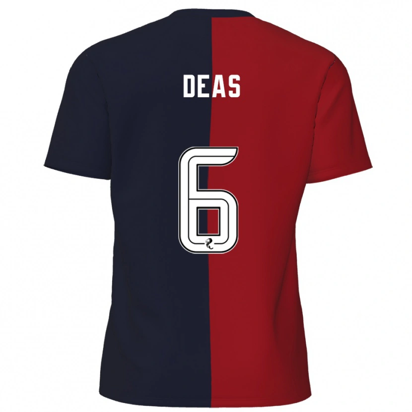Danxen Hombre Camiseta Robbie Deas #6 Rojo Azul Marino 2ª Equipación 2025/26 La Camisa