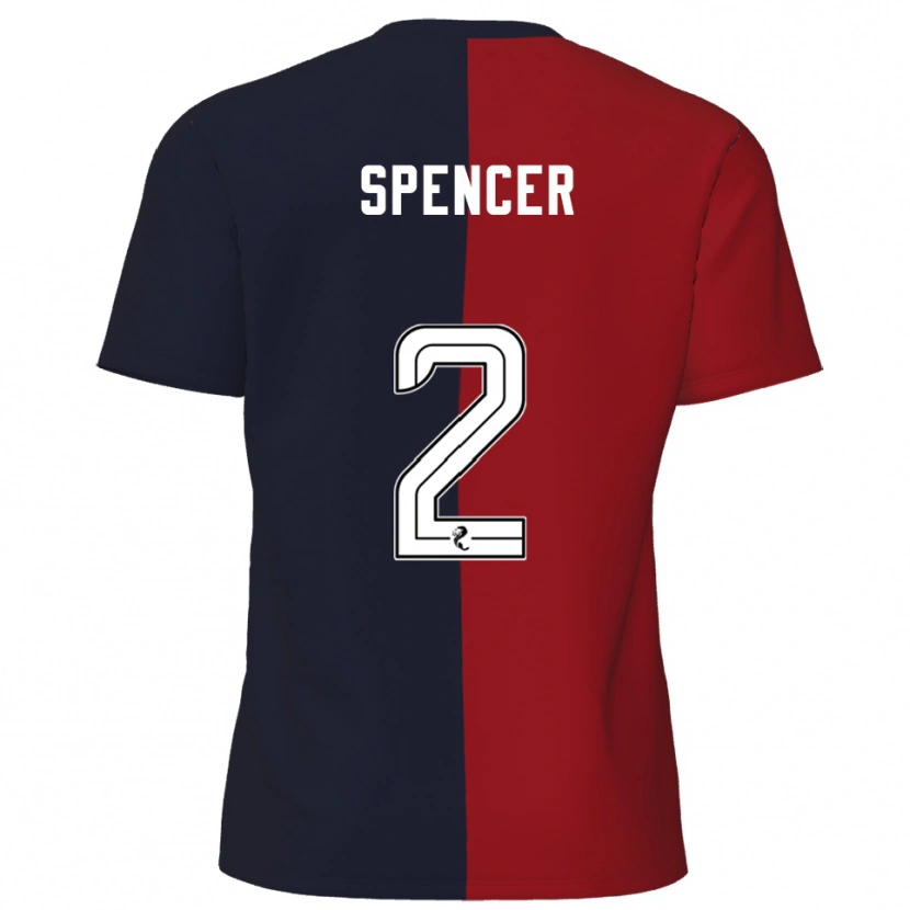 Danxen Hombre Camiseta Joe Spencer #2 Rojo Azul Marino 2ª Equipación 2025/26 La Camisa