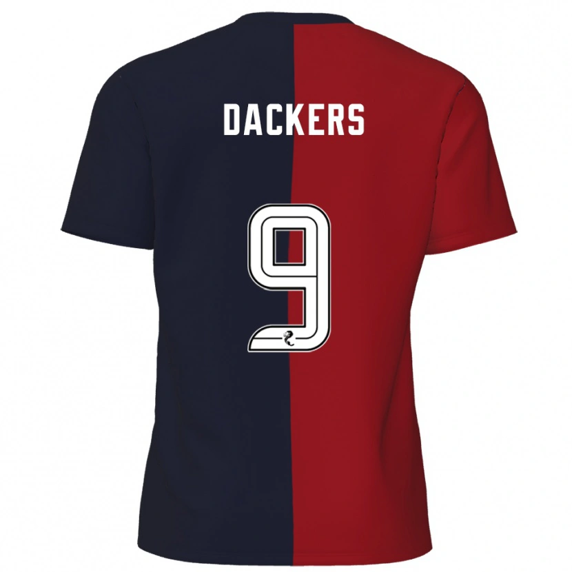 Danxen Hombre Camiseta Marcus Dackers #9 Rojo Azul Marino 2ª Equipación 2025/26 La Camisa